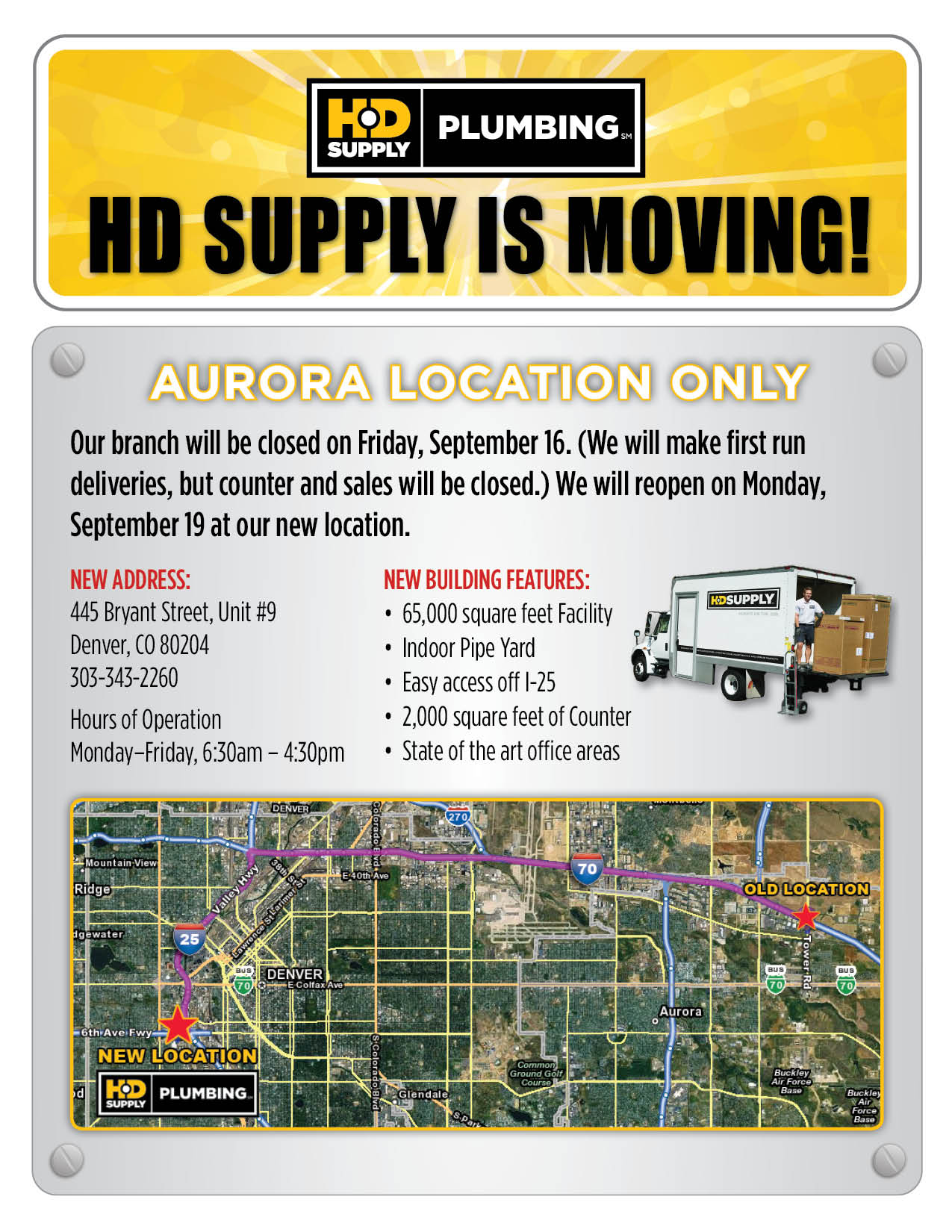 HD Supply Plumbing Aurora Move Flyer